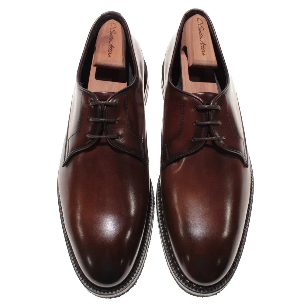 Di Bianco NWD Lace Up Derby Dress Shoes Size 9 US in Brown Leather Made in Italy